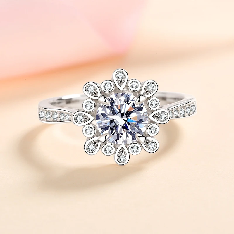 Moissanite Ring  S925 Sterling Silver Moissanite Band, New Arrival Jewelry for Women