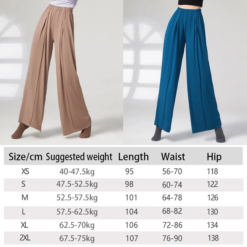 Women Classic Dance Pants Wide Leg Soft Elastic Modern Dance Yoga Body Rhyme Ballet Trainning Practice Trousers