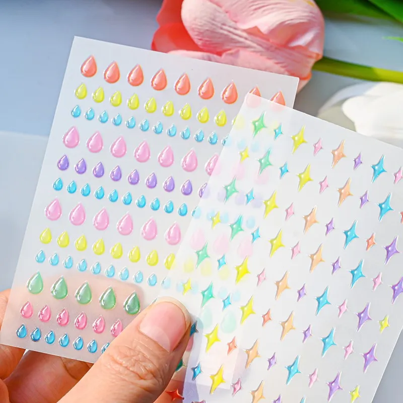

5D Embossed Jelly Nail Art Sticker Heart/Star/Flower Pattern Design Sliders Manicure Decals Press on Nails Cute Cartoon Stickers