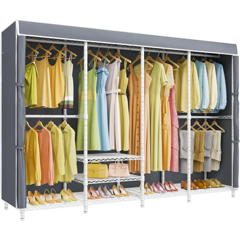 

V40C Plus Heavy Duty Clothes Rack with Upgraded Polyester Cover, Extra Large Covered Clothing Rack for Hanging Clothes