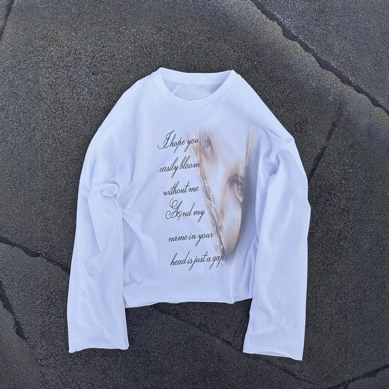 Summer Personalized Fashion Printed Letter Long Sleeve Top Retro Street Trend Unisex Y2K T-shirt