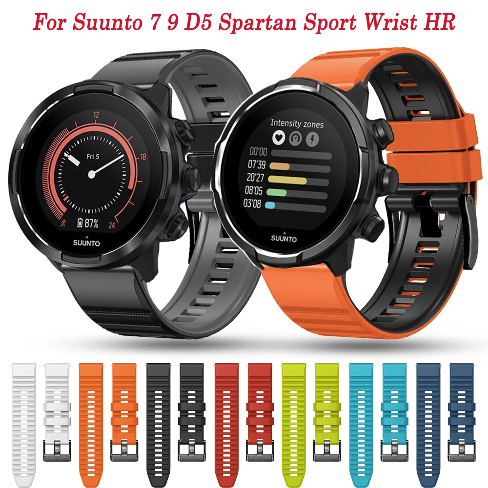 Tali silikon 24mm untuk Suunto 9 7 D5/Suunto Spartan Olahraga/pergelangan tangan HR/Baro gelang pintar pengganti Suunto 9 Baro sabuk
