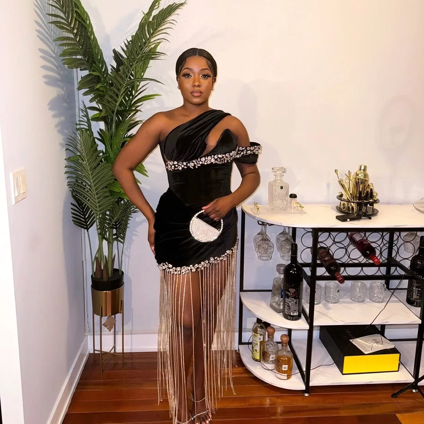 

Вечернее платье Aso Ebi для темнокожих девушек, сексуальное, на одно плечо, коктейльное, короткое, мини, фасон «русалка», из бархата, с кристаллами и бахромой, для торжественных мероприятий, на заказ