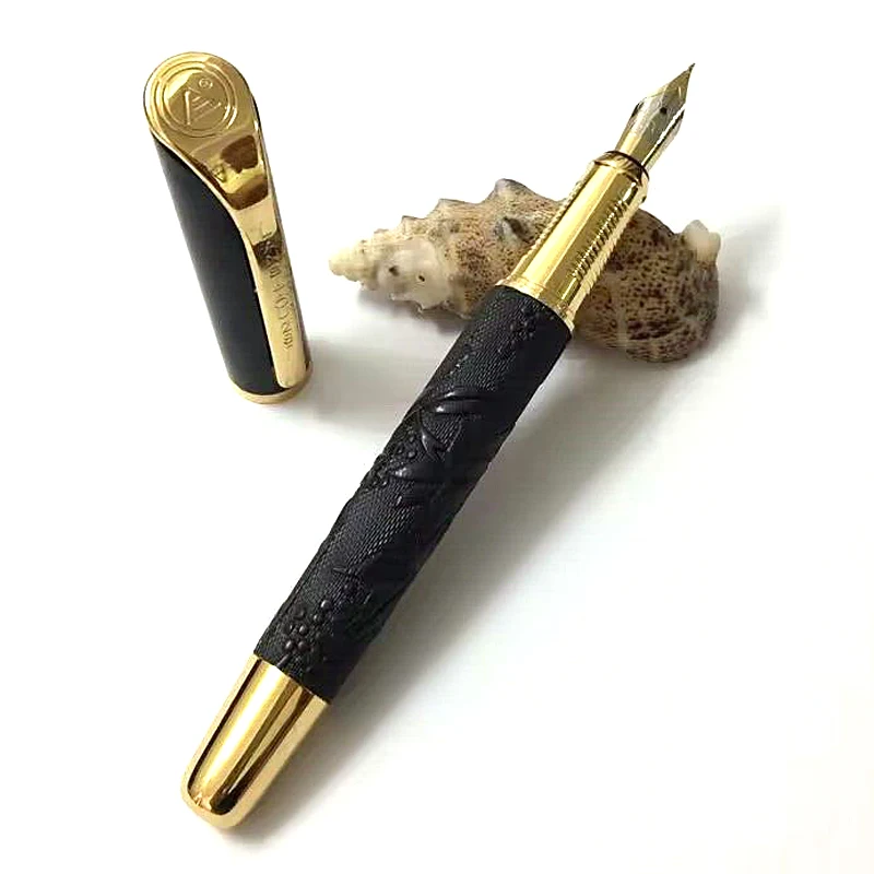 Lanbitou Classic Black & Golden Metal Bent Nib Calligraphy Fountain Pen LF002