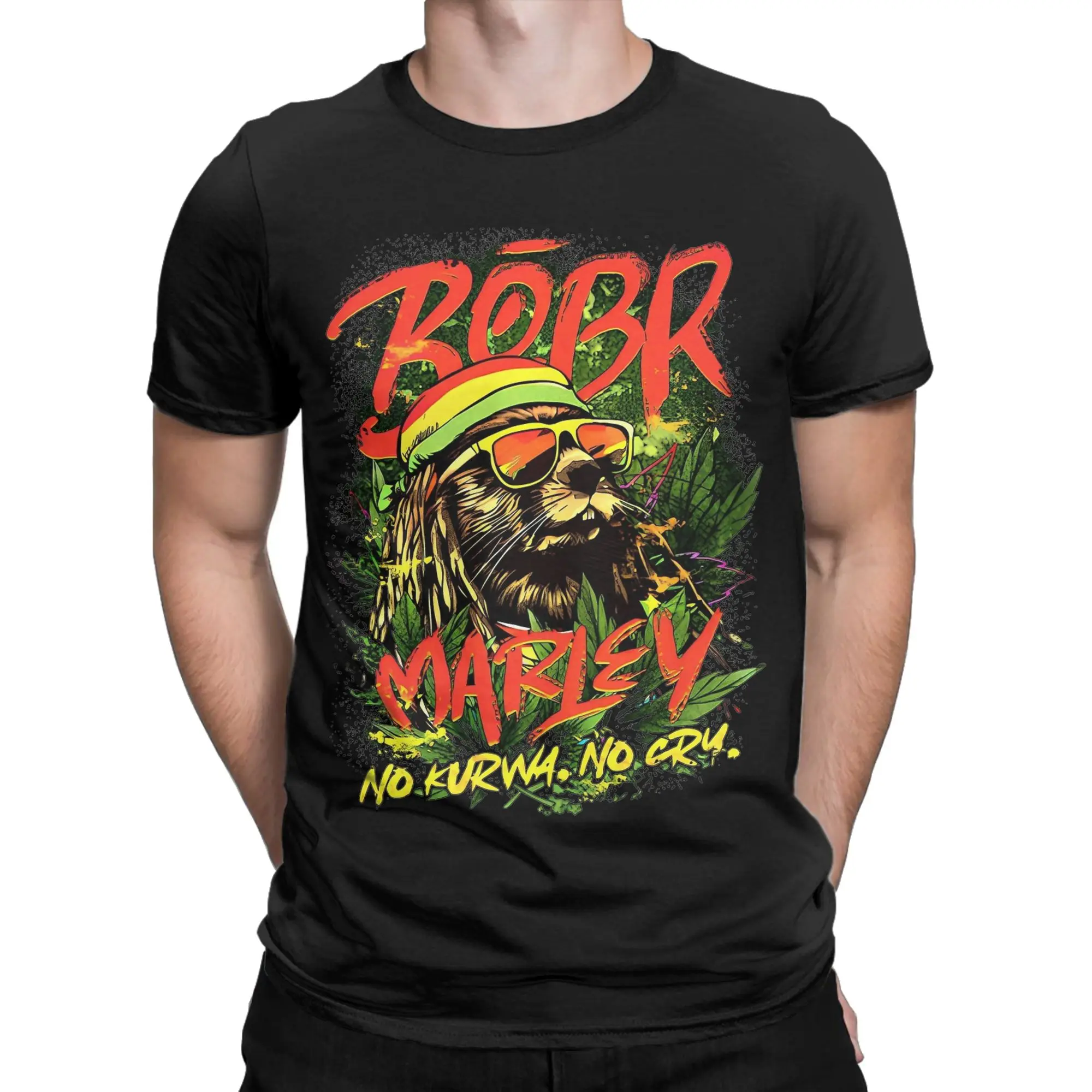 Bobr Marley No Kurwa No Cry Kurwa Bober Beaver Boberek Men T Shirt Tees Short Sleeve Crew Neck T-Shirts 100% Cotton Summer