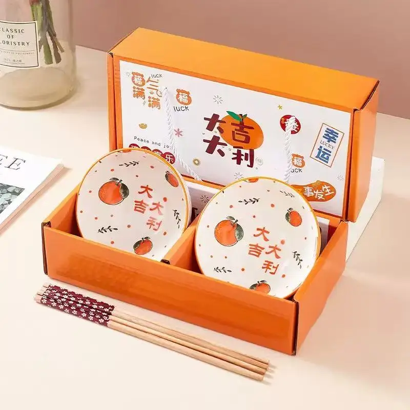 Underglazed Bowl - Big Luck Big Prosperity Ceramic Bowl & Chopsticks Set Tableware for Home Dining, Opening Ceremony Gift - Image 4