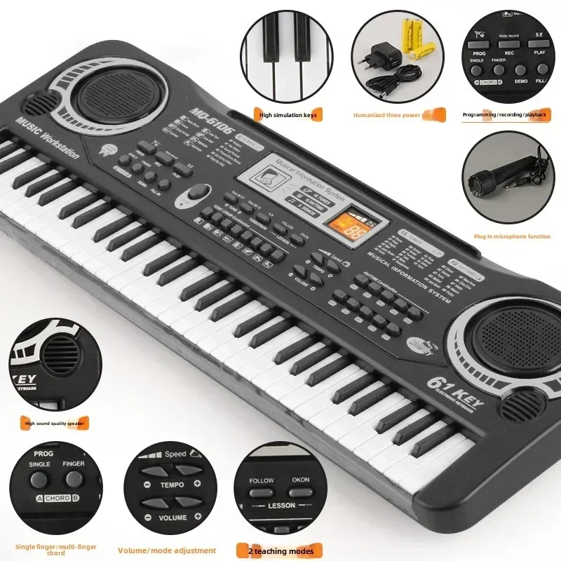 61-Key Multifunctional Electronic Keyboard with Dual Power Mode USB/Battery Operated Ideal for Music Learning and Enlightenment