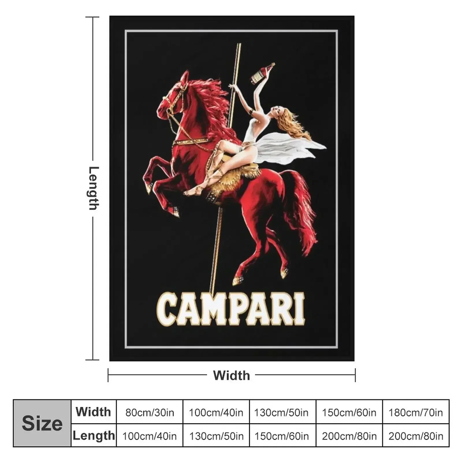 Vintage Campari Wine and Liquor Spirits Red Horse Art Print Throw Blanket Loose Soft Plaid Blankets