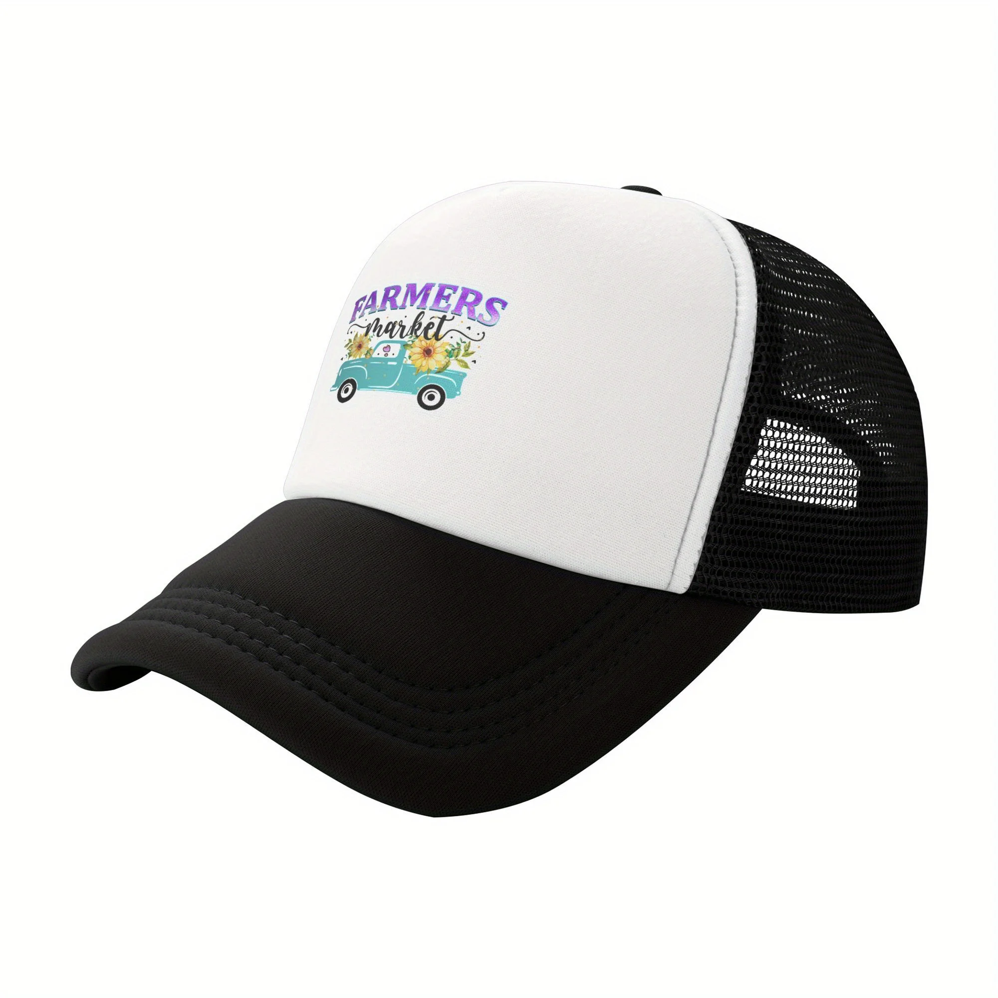 Vintage Farmers Market Baseball Cap - Black Mesh Back with 