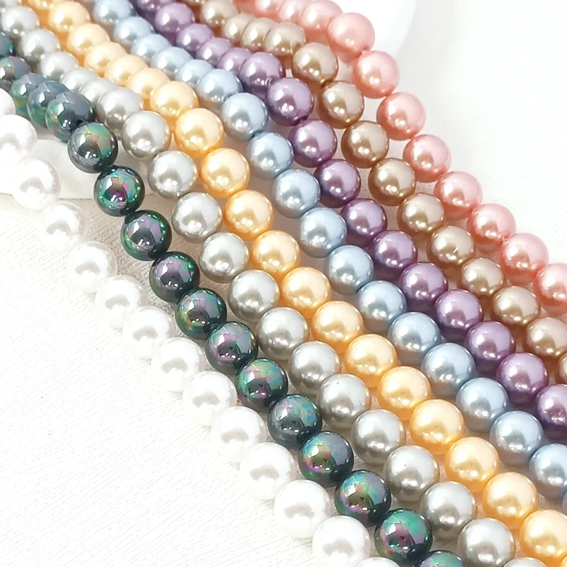 1 Piece Colored Bead Plating Semi-finished Round Bead Through-hole Imitation Pearl Loose Bead Handmade DIY Jewelry Accessories