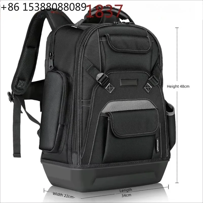 OEM Waterproof Tool Backpack Heavy Duty 600D Oxford Electrician Bag Multi Compartments Adjustable Straps（1pcs）