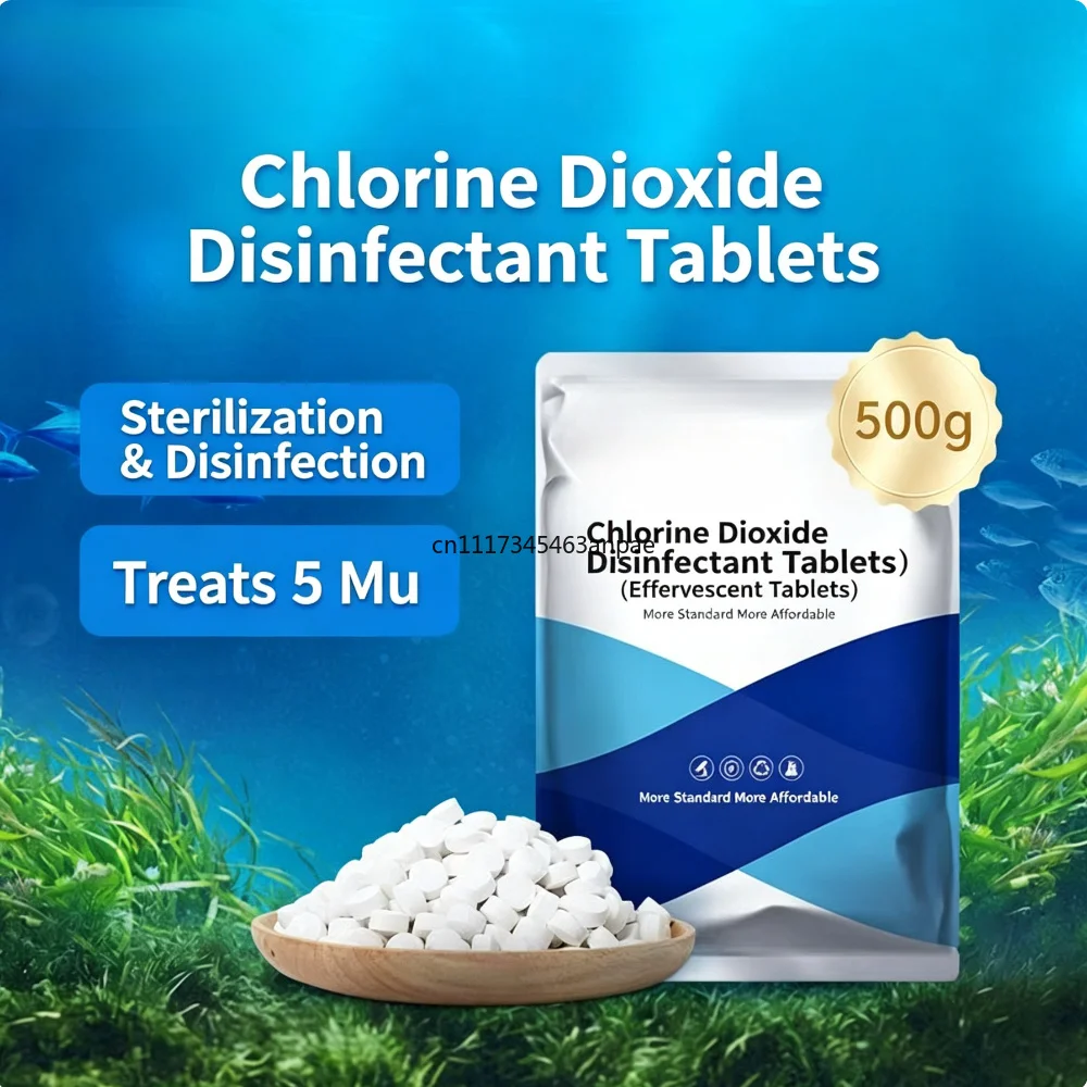 Chlorine dioxide effervescent tablets for aquaculturedisinfection of rotten tail fish, shrimps and crabs in fish ponds