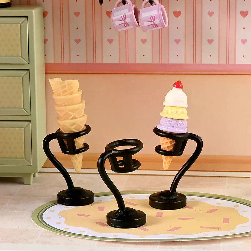 Miniature Ice Cream Stand Ice Cream Cone Holder Model Decor Toy Doll House Accessories Dollhouse