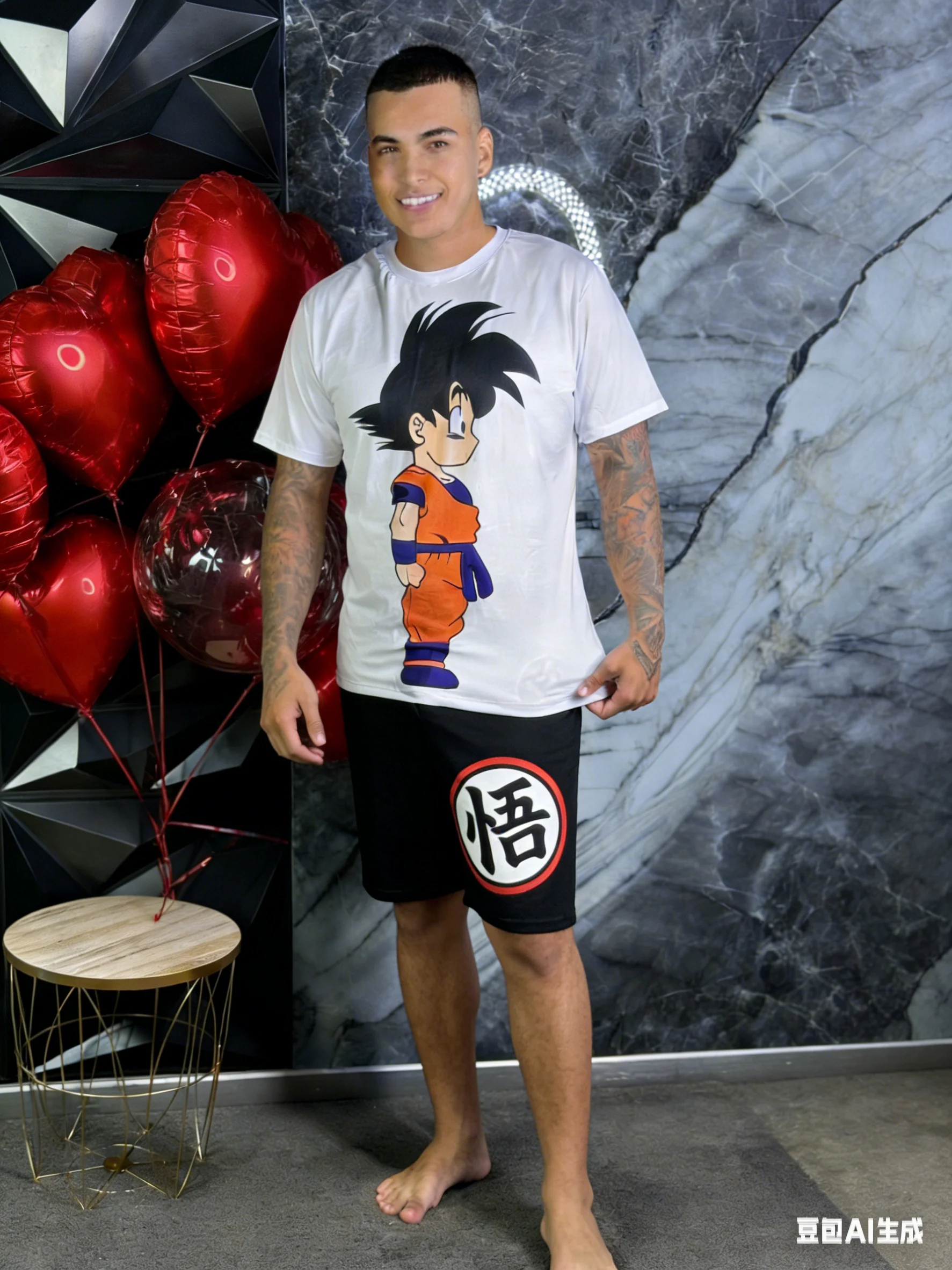 2026 Sommer-Paar-Pyjama mit Dragon Ball 3D-Druck: Gemeinsam in Super Saiyajin verwandelt – Partner-Heimanzug-Set T-Shirt & Shorts