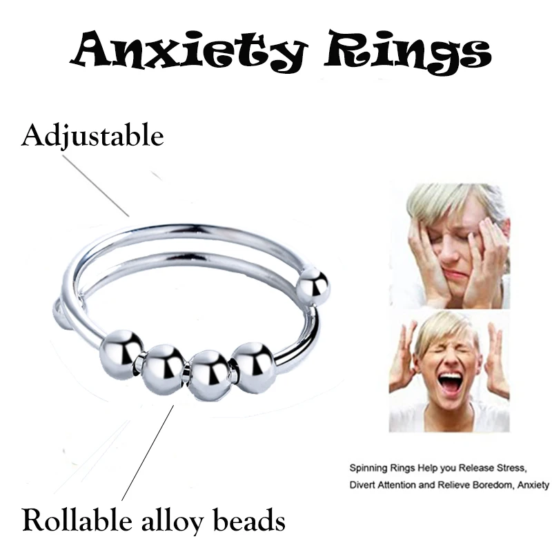 Anxiety Ring Figet Spinner Rings For Women & Men Stainless Steel Rotate Freely Spinning Anti Stress Accessories Jewelry Gifts