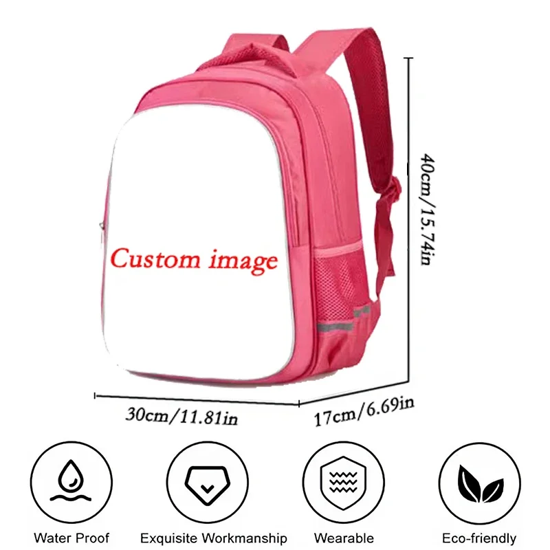 Mochila escolar para meninas La-bu-bu com bolso duplo com zíper, bolsas escolares rosa de desenho animado, bolsas infantis duráveis de 16 polegadas para estudantes de alunos