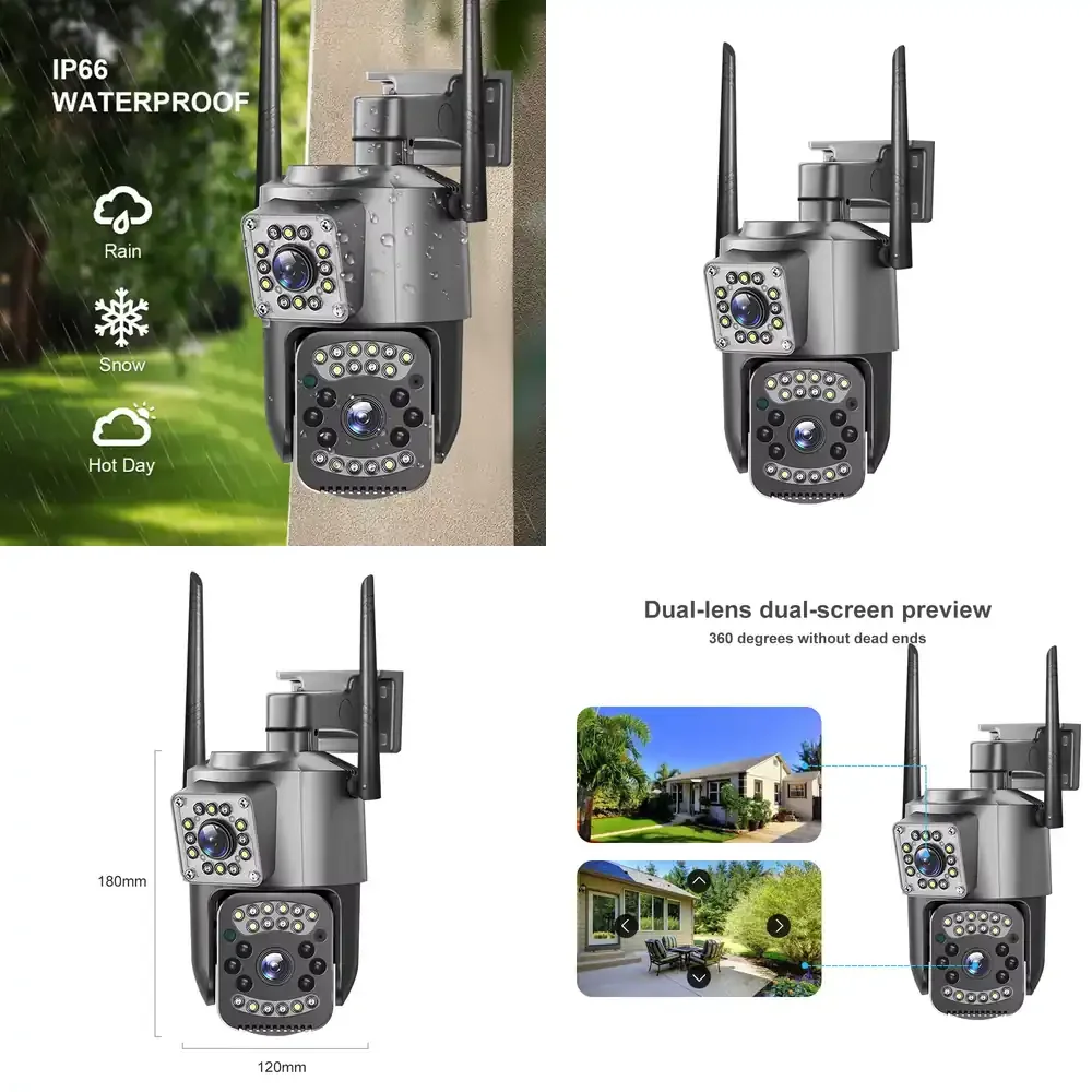 

Hot Selling Dual Lens WiFi IP Camera for BEKCAM Q28 Smart Outdoor Security PTZ IP65 Waterproof CMOS AI Human Tracking Night