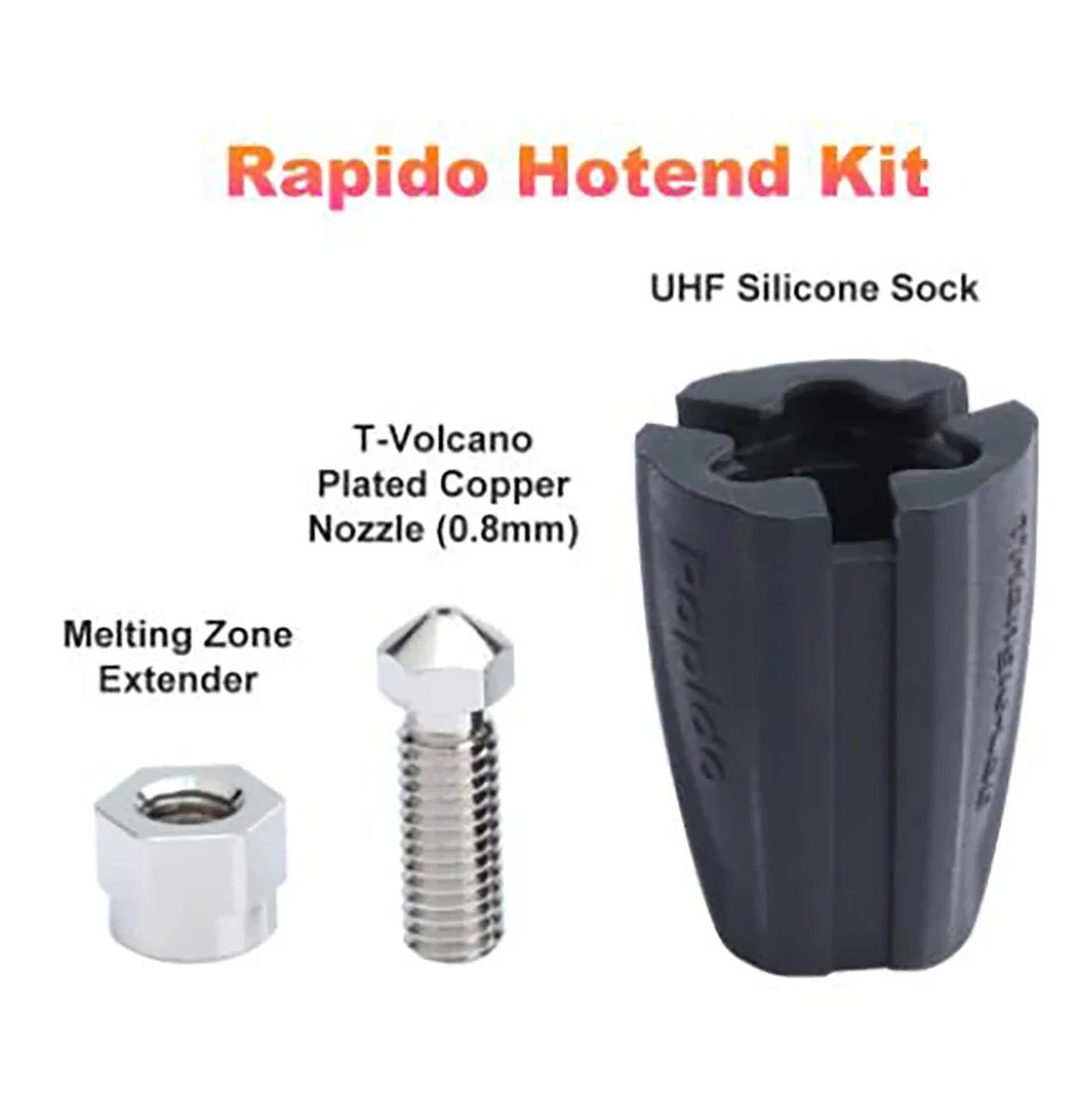 Rapido Hotend Kit Silicone Sock T-V6 Plated Copper Nozzle Melting Zone Extender for Rapido Hotend 3D Printer Accesso