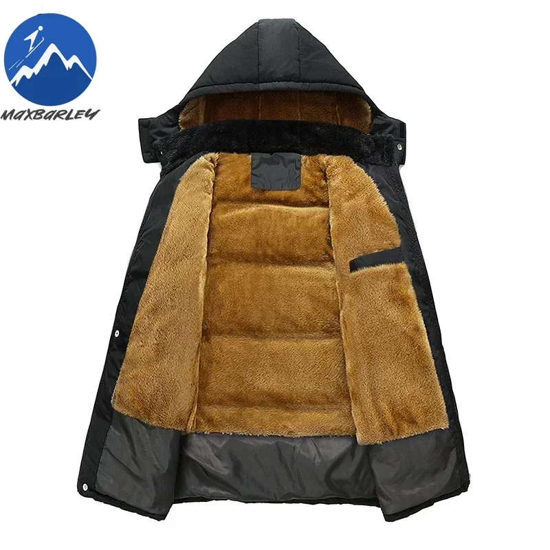 2025 New Warm Padded Jacket Mens Winter Luxury Detachable Hooded Windproof Down Cotton Padding Coat Man Wool Cold Proof Parka