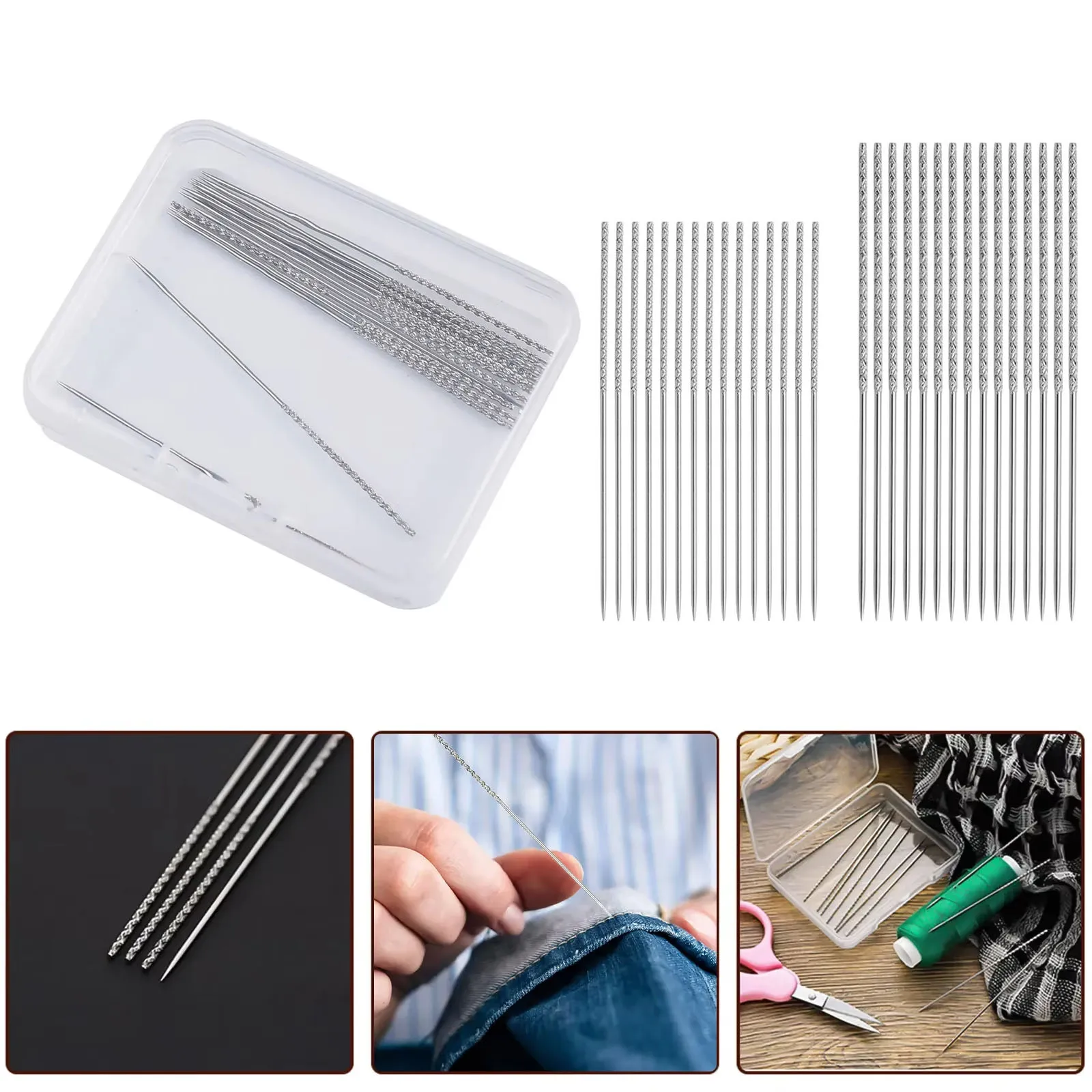 0.8×60MM 15pcs Snag Repair Needle Sewing Needle for Drapes Dresses Knitted Woven Garments Practical Tool Repair Needle Set