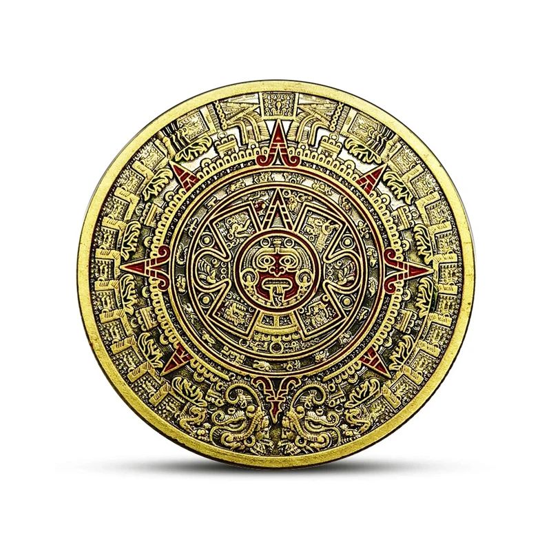 Calendario maya azteca, moneda de desafío, habilidad para los dedos, dispositivos EDC, juguetes antiestrés para TDAH y ansiedad, regalos antiguos