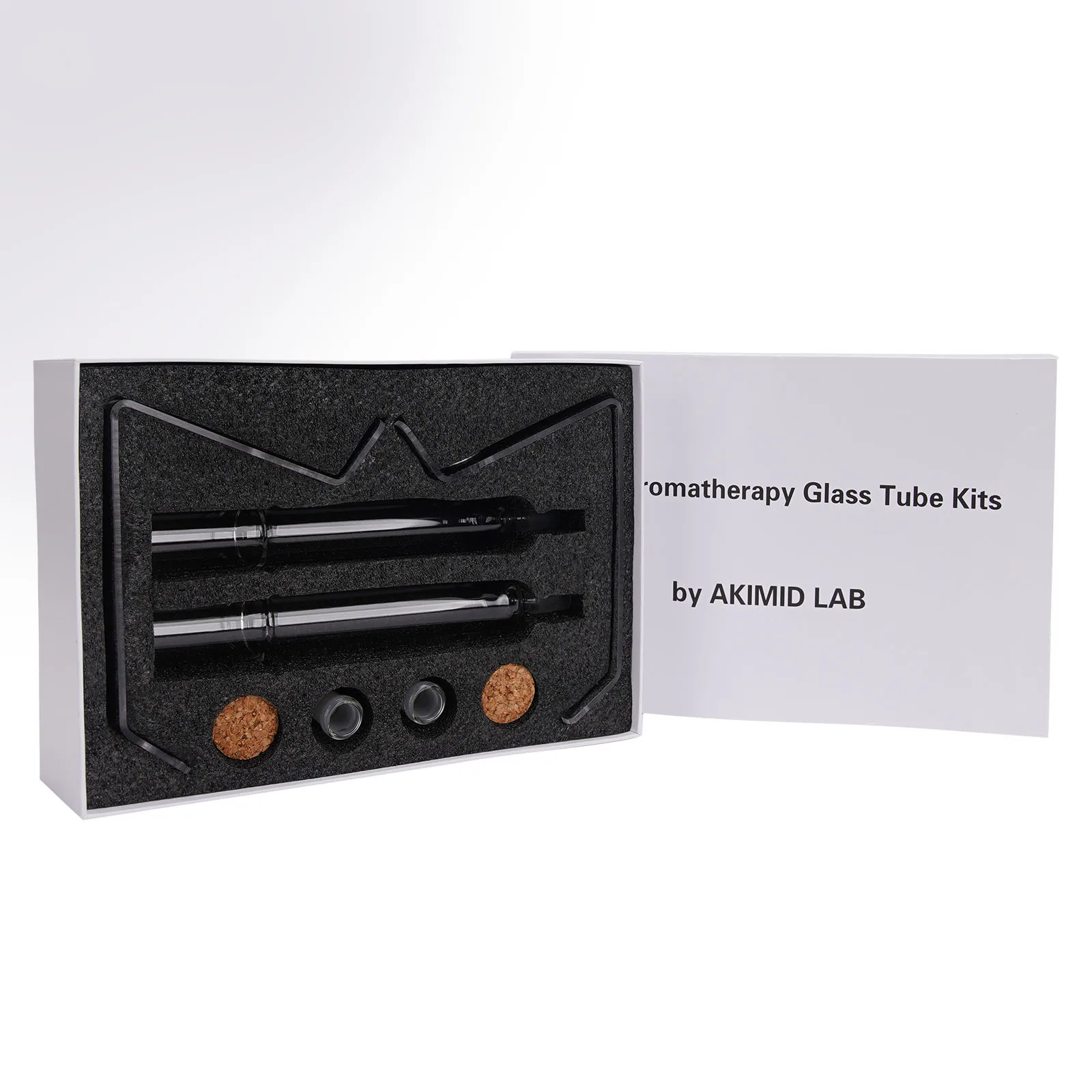 Kit de tubos de umidificadores de conservação de aromaterapia de charuto de vidro de borosilicato, comprimento de 265 mm com câmara requintada de infusão de aroma, pacote com 2