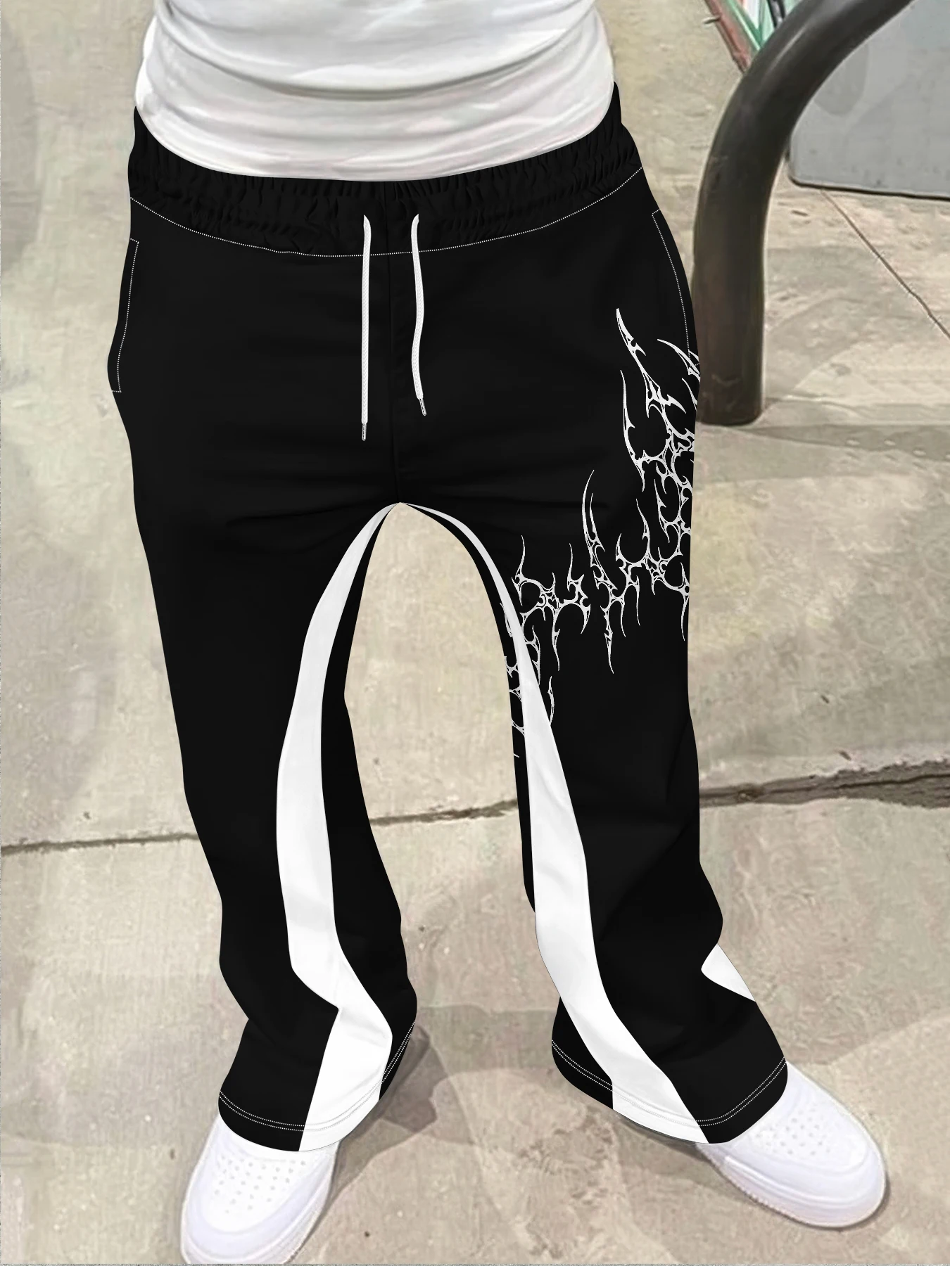 

Y2k Flared Pants Sporty Female Clothes Streetwear Hip Hop Vintage Pants Men Loose 3D Print Trousers Casual Sweatpants Mid Waist