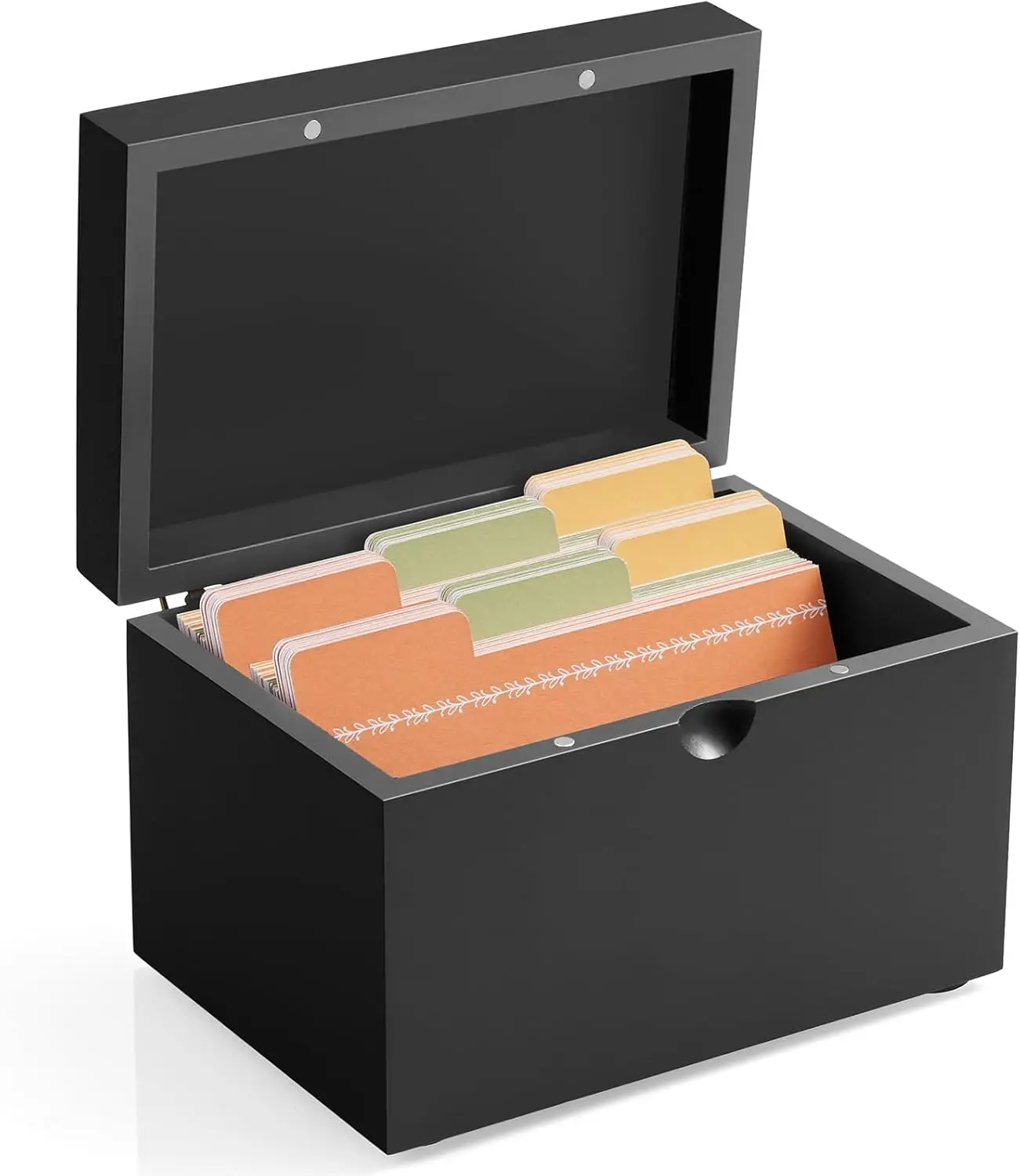 

Wooden 3x5 Index Card Holder with 45 Dividers, Flashcard Organizer Box for Home Office, Black
