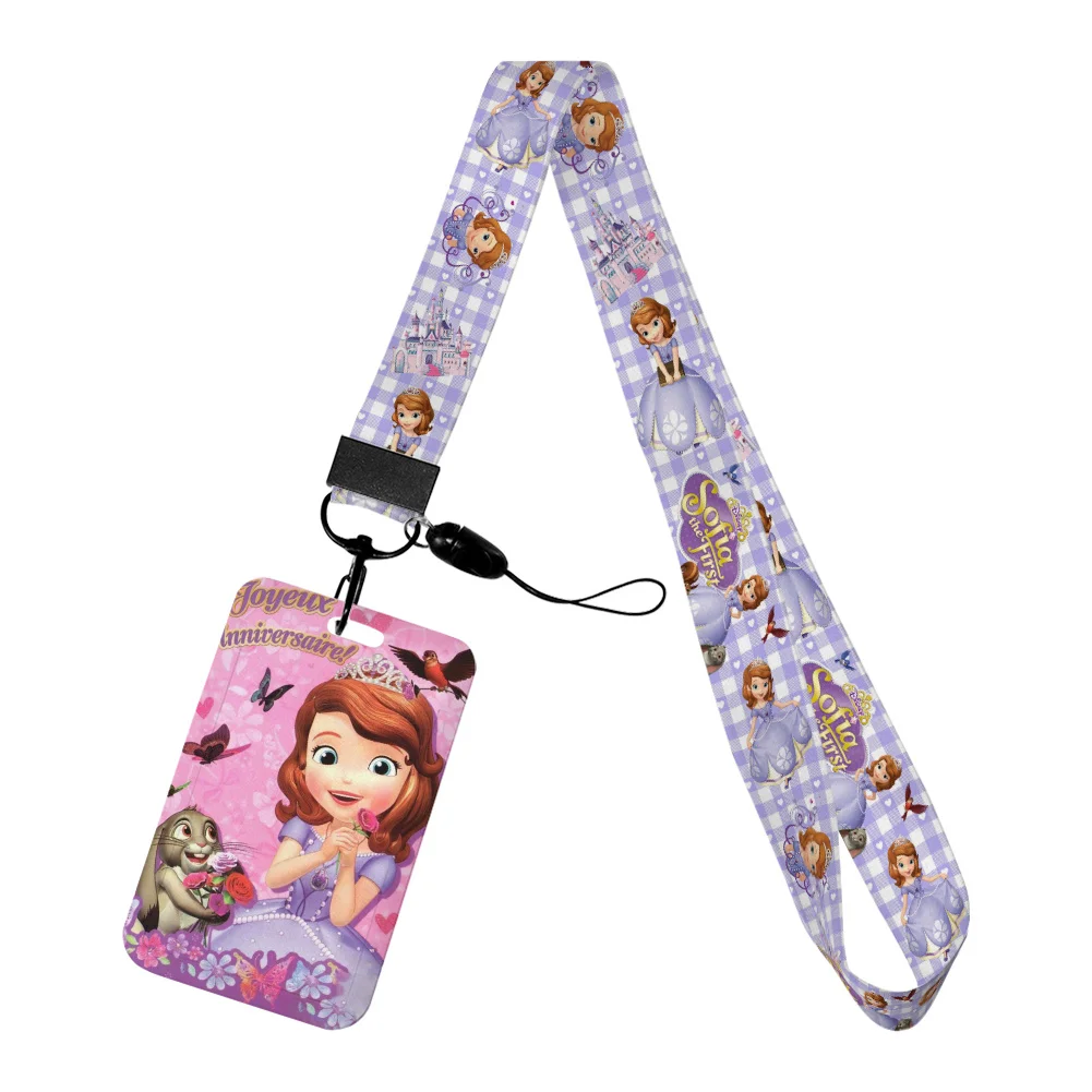 

Sophia Princess Cute Card Holder Work Permit Name Badge Neck Strap Keychains Student Id Card Lanyard Holder Public Transport