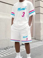 2025 nuevos hombres MIAMI NO.3 estampado pantalón corto Casual manga camiseta pantalones cortos conjunto adulto baloncesto Jersey jogging traje 2 piezas conjunto ropa