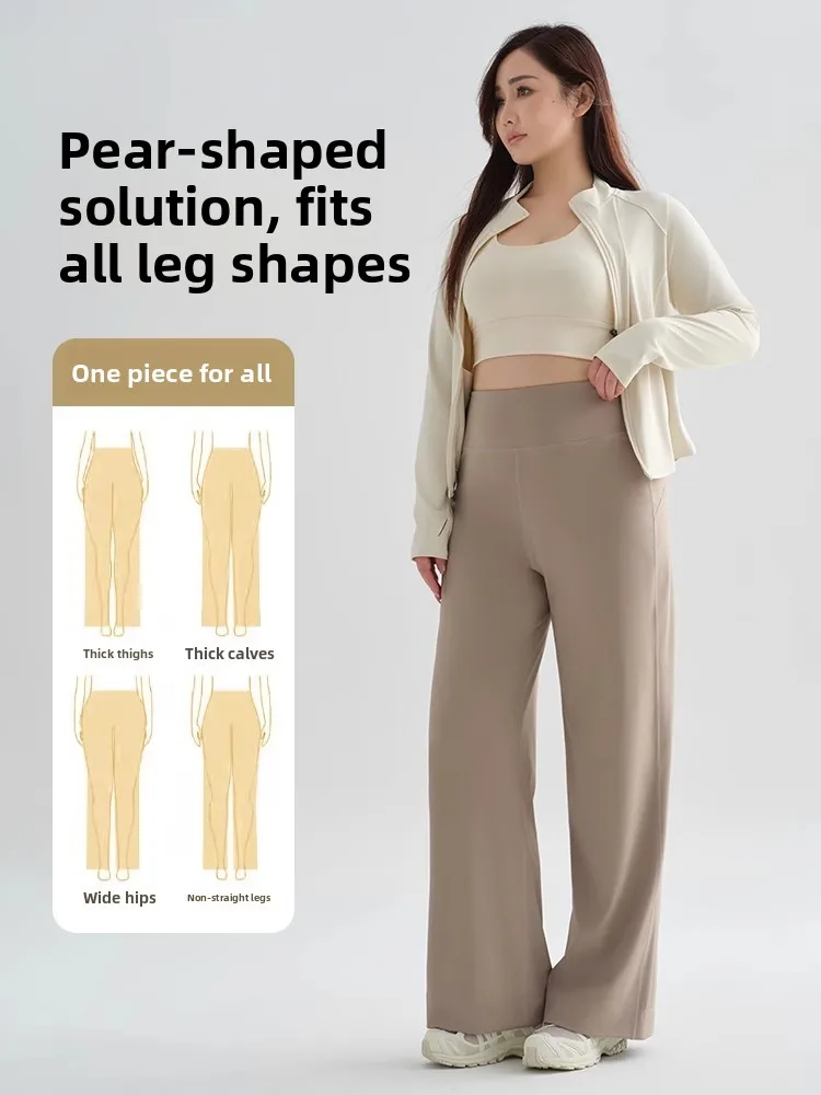 Pantaloni sportivi da donna taglie forti Pantaloni da yoga dritti a gamba larga a vita alta Abito autunnale ket Design Casual Faion Bot