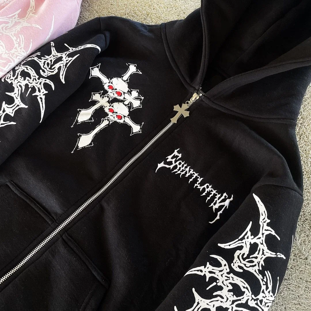 y2k Wome clothing hoodies Printed Pattern Pullover Sweatshirt streetwear Oversized Punk Vintage kpop Anime long-sleeved winter
