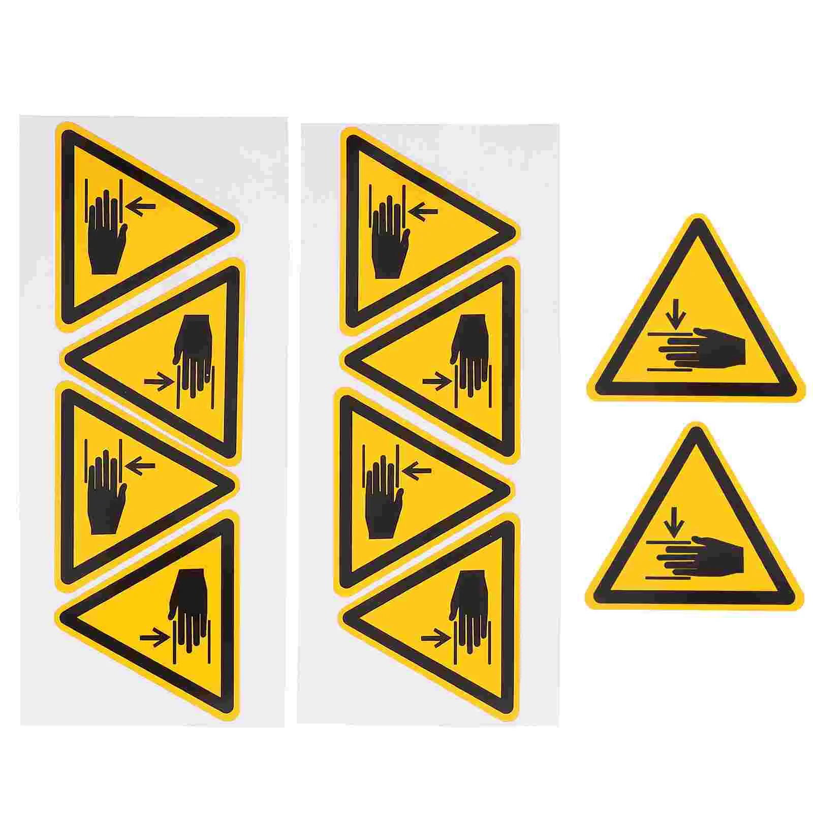 Pegatinas de señal de seguridad con logotipo, calcomanías de advertencia de manos de Pvc, 800X700X010CM, 10 hojas