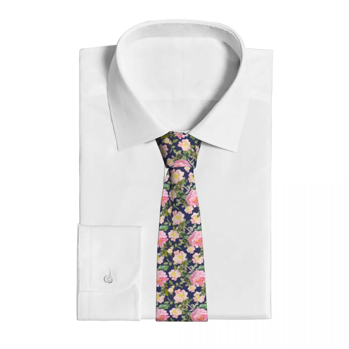 Pink Rose Flower Tie Fashion Plant Leisure Neck Ties Xmas Gift Elegant Neck Tie For Male Custom DIY Collar Tie Necktie Gift