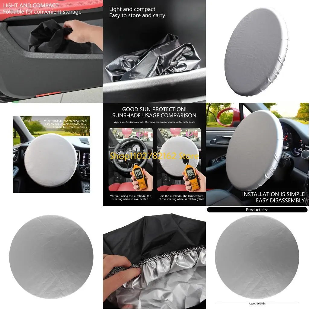 

547B Universal 42CM Steering Wheel Sunshade Cover Heatproof Case for Car Owners