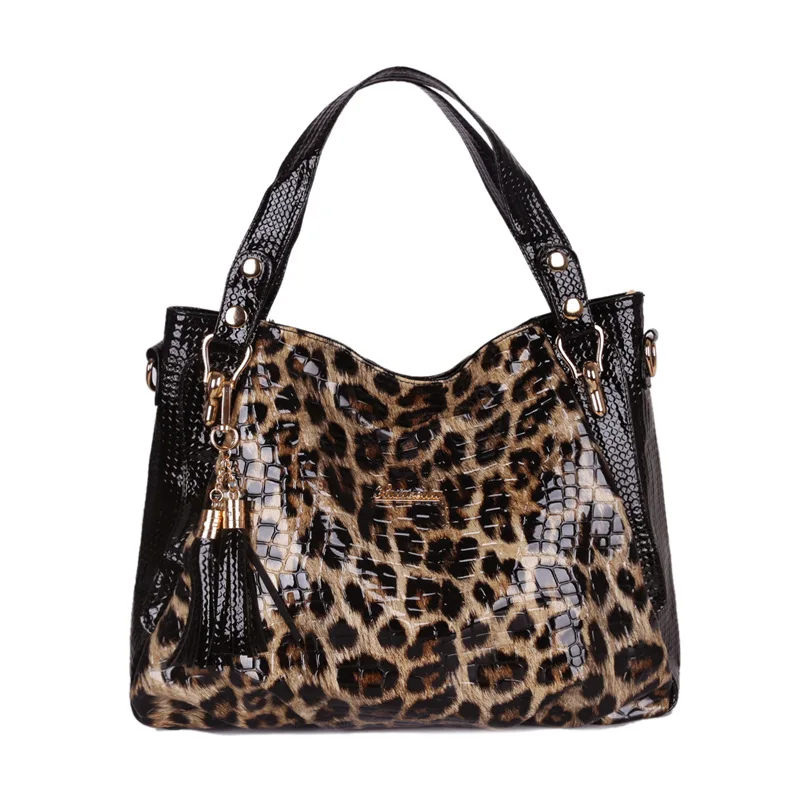 2021 New Fashion Leopard Women Handbag European Design TasselLeather Ladies Shoulder Bags Female Girl Brand Luxury Crossbody Bag