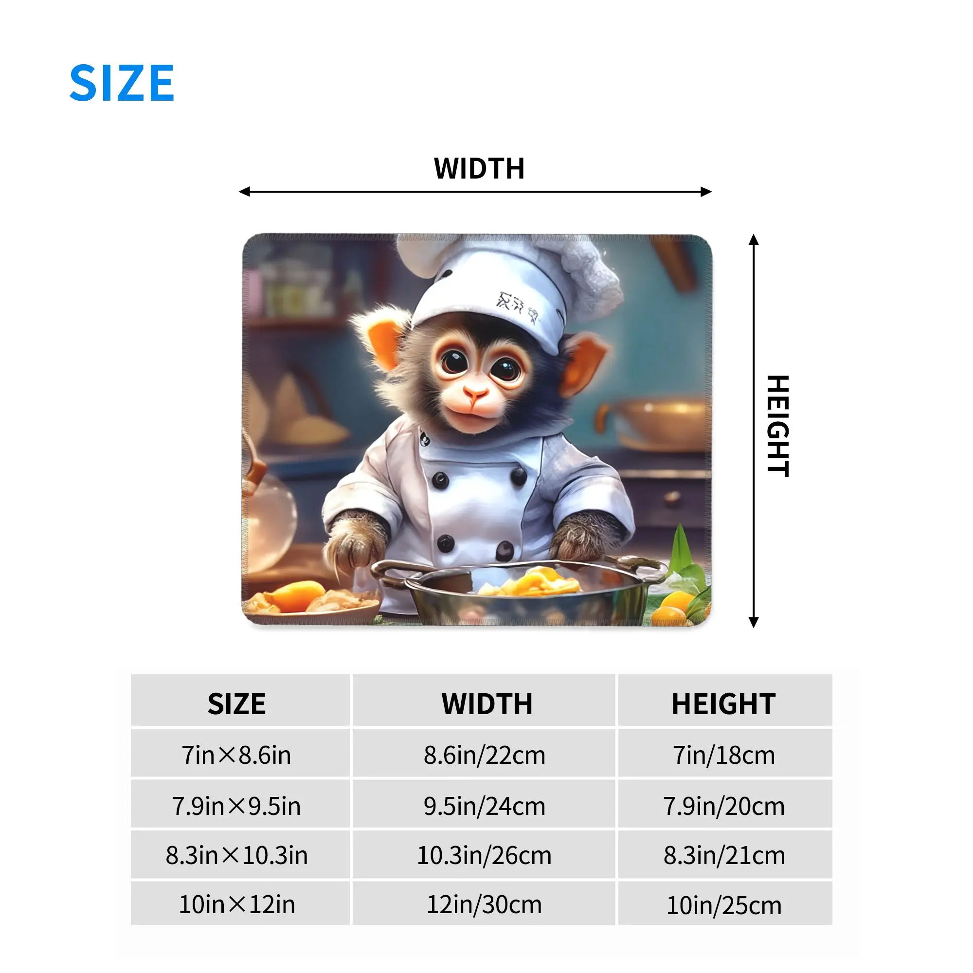 Cute monkey chef Mouse Pad Computer Keyboard Mouse Mat Gaming PC Laptop Desk Mat Office Accessories Table Mats