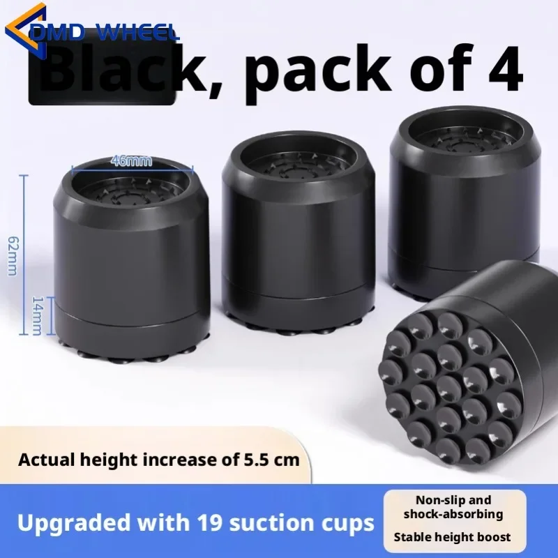 4 Pcs Upgrade Washing Machine Foot Pad Anti-shaking Shock Absorption Raise Base Removable Suction Cup Non-slip Moisture-proof