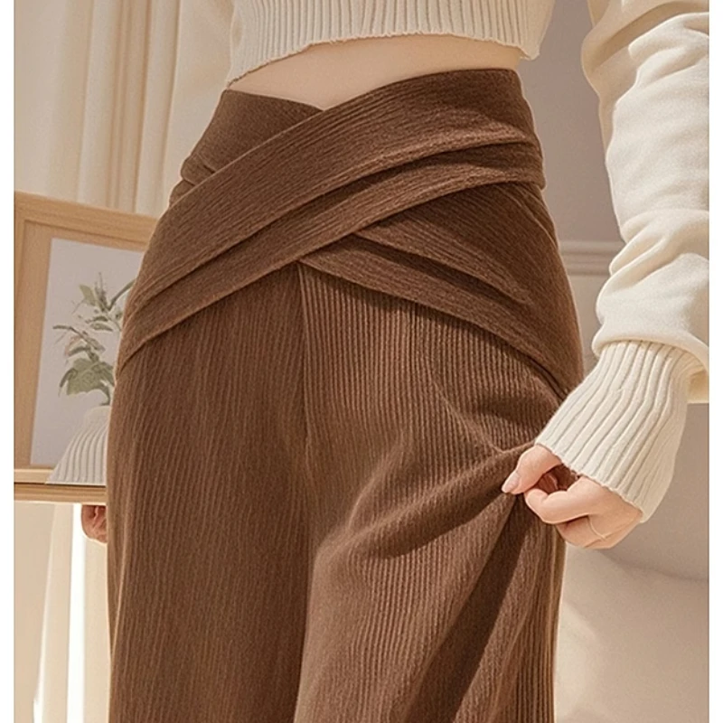 

Весенне-осенние женские плиссированные широкие брюки с высокой талией, винтажные дизайнерские элегантные брюки осень 2025 года