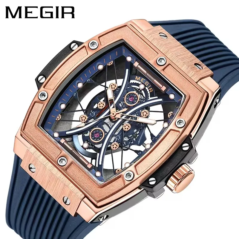 unique made in China man quartz watch original Rubber strap Luminous rectangle business Leisure watch design