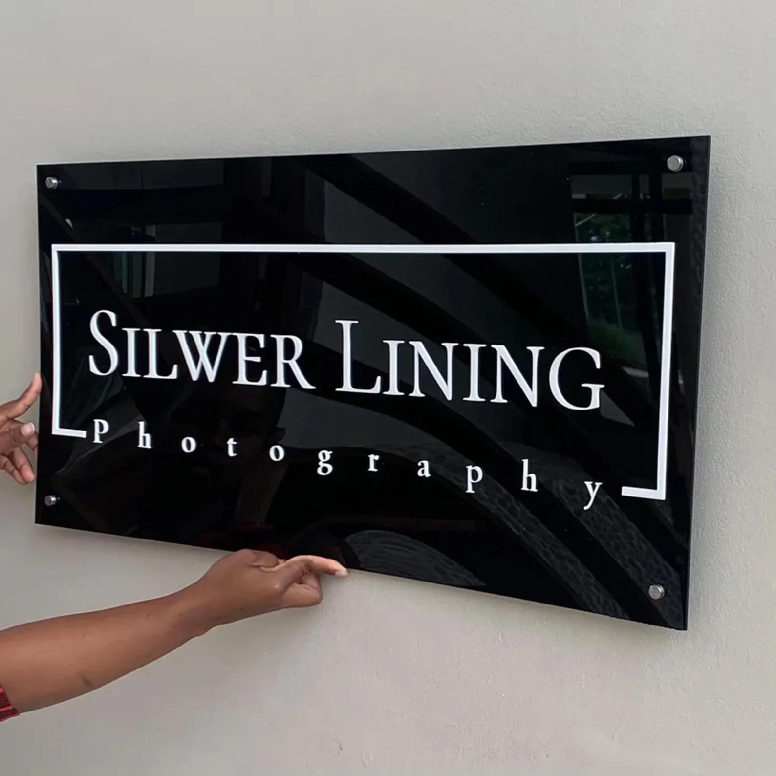 Custom Acrylic Business Logo Sign Personalized 3D Wall Plaque for Office Salon Storefront Company Name Rectangular Signage