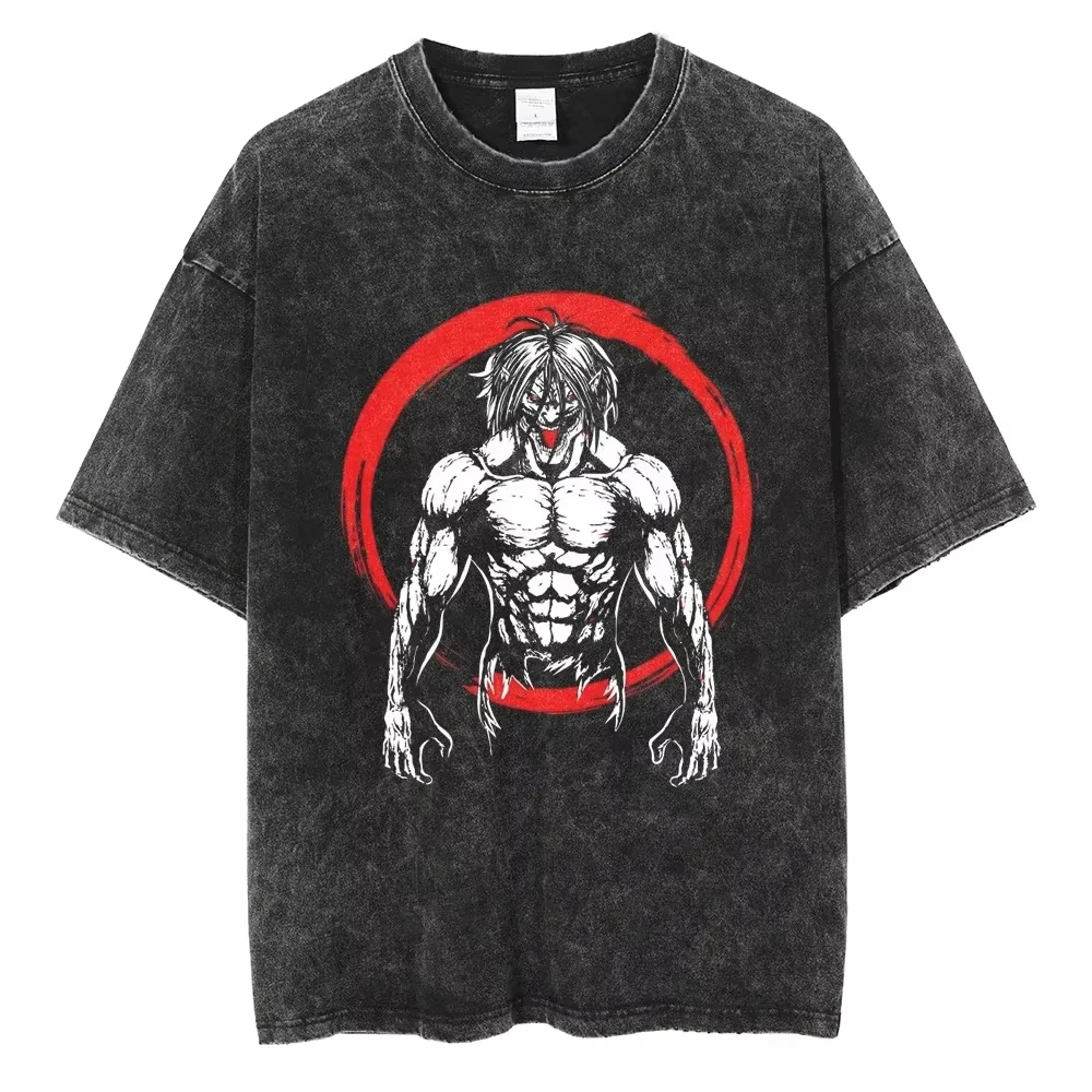 Fashion Streetwear Anime Graphic Print Washed New Arrival Mens Clothes Tee Shirt Homme Graphic T-Shirts Men Tshirt for Men