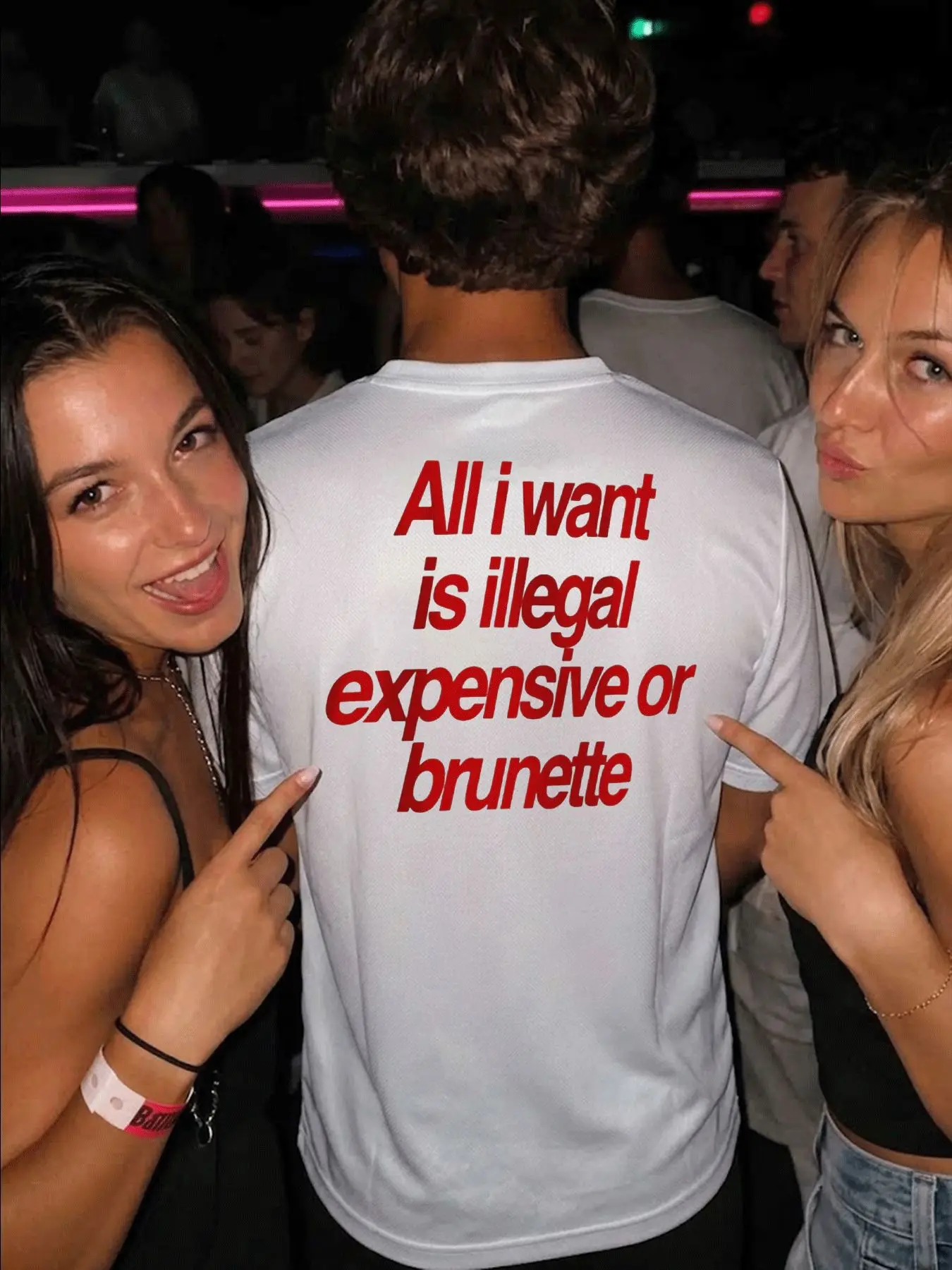 All I Want Is Illegal Expensive or Brunette Casual Men's T-Shirt Street Style Print Pattern Adults Men Party Outfit Holiday Gift