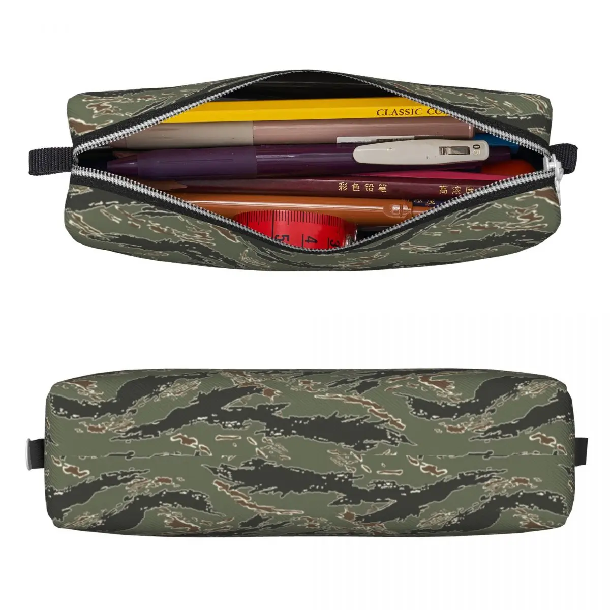 Tiger Stripe Camouflage Pencil Case Army Military Camo Pencil Box Pen Big Capacity Bags Students School Zipper Stationery