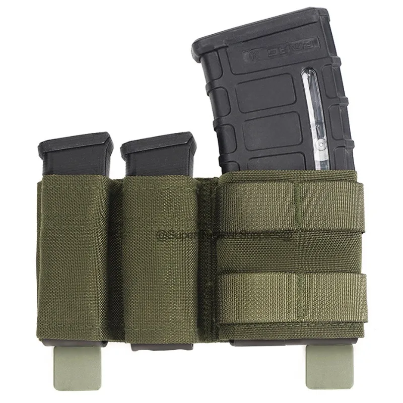 

Tactical 5.56 9mm 1+2 Magazine Pouch KYWI Wedge Insert Shorty MAG Bag MOLLE M4 G17 AR15 Airsoft Belt Vest Gear with Maclice Clip