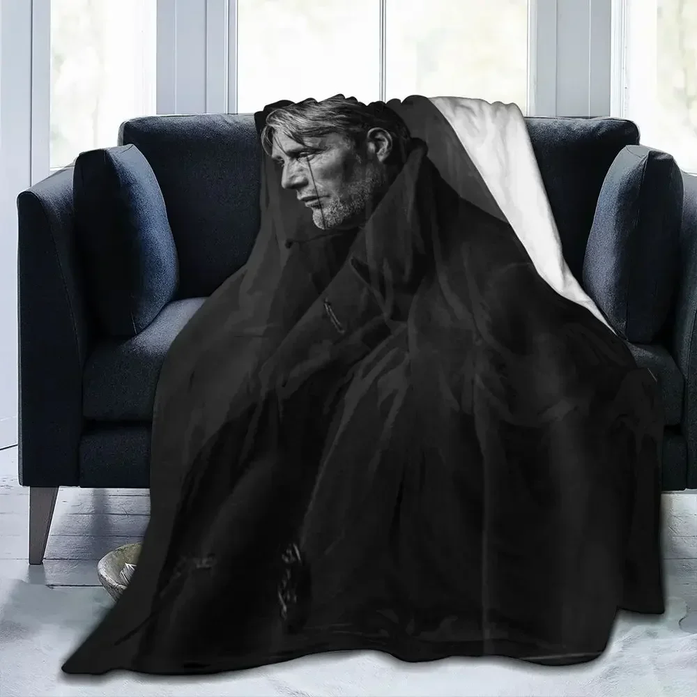 Mads Mikkelsen Blanket Danish Actor Travel Flannel Throw Blanket Super Soft Living Room Custom Bedspread Gift