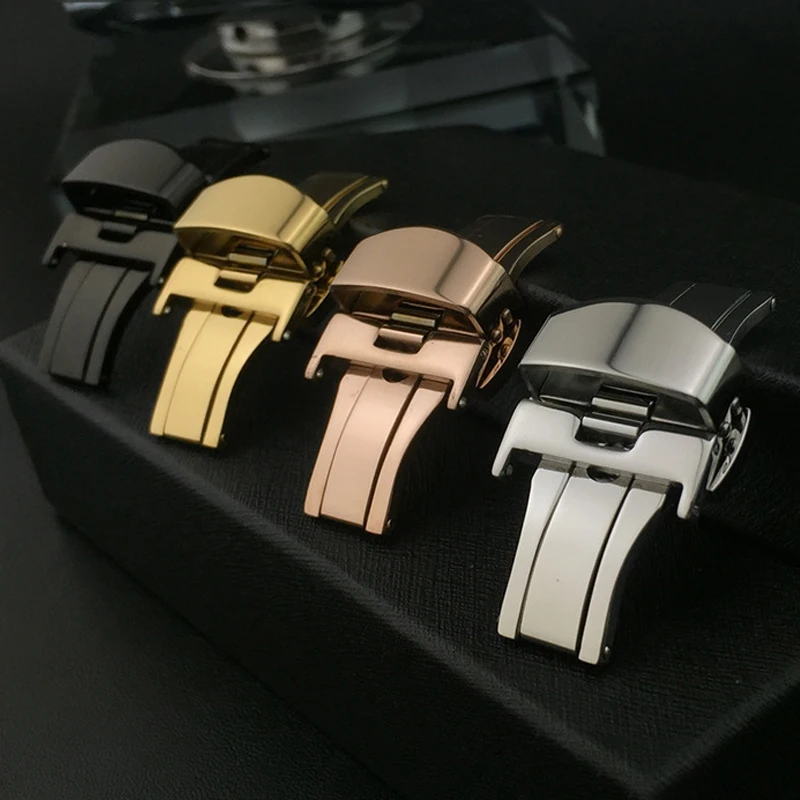 Butterfly Buckle Watchband Button 10/12/14/16mm 18mm 20mm 22mm Leather Stainless Steel Strap buckle for Apple Watch 7 Band Clasp