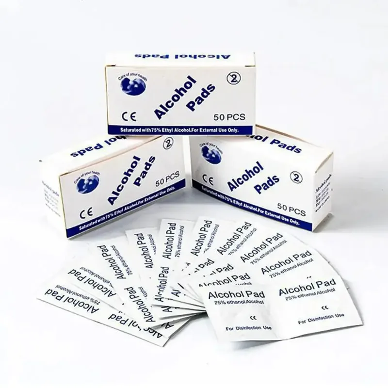 50/100 Buah/Kotak Bantalan Kapas Alkohol Sekali Pakai Tisu Disinfektan Tablet Alkohol Pembersih Kulit Alat Perawatan Telinga Tersumbat