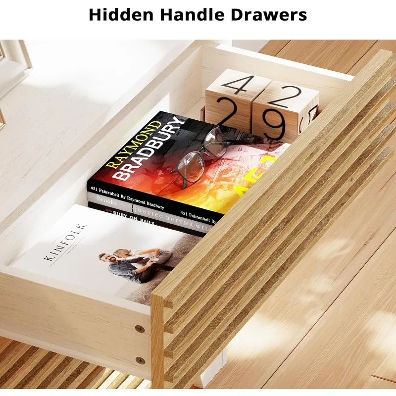 Комод с 6 ящиками для спальни и 3 крючками, деревянный комод шириной 59 дюймов с приподнятой столешницей