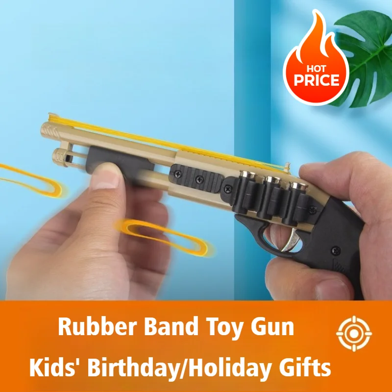 

Mini Rubber Band Shotgun 8-shot Style Plastic + Alloy Gun Miniature Model Ornament Toys Soft Bullets Guns Figurines & Miniatures